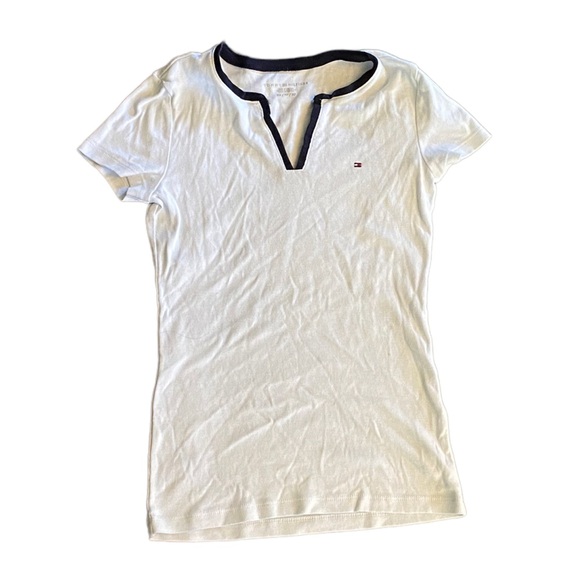 {Tommy Hilfiger} Women's Split-Neck T-Shirt - Picture 1 of 4